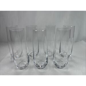 Champagne Flute Glasses Lot of 11 FAWLES Crystal Stemless 5 3/4” High, 8 Oz